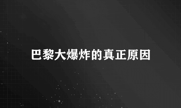 巴黎大爆炸的真正原因