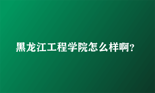 黑龙江工程学院怎么样啊？