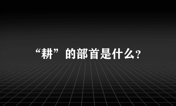 “耕”的部首是什么？