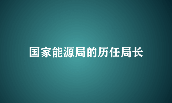 国家能源局的历任局长