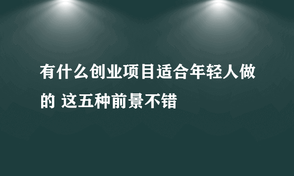 有什么创业项目适合年轻人做的 这五种前景不错