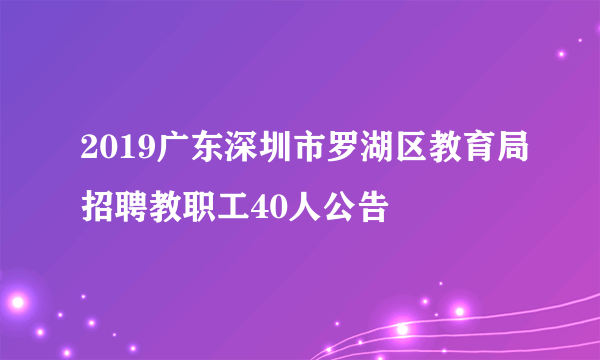 2019广东深圳市罗湖区教育局招聘教职工40人公告