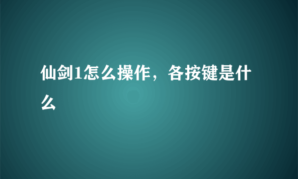 仙剑1怎么操作，各按键是什么