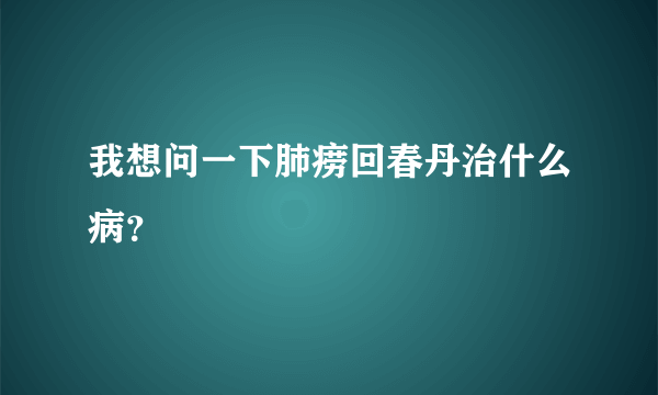 我想问一下肺痨回春丹治什么病？