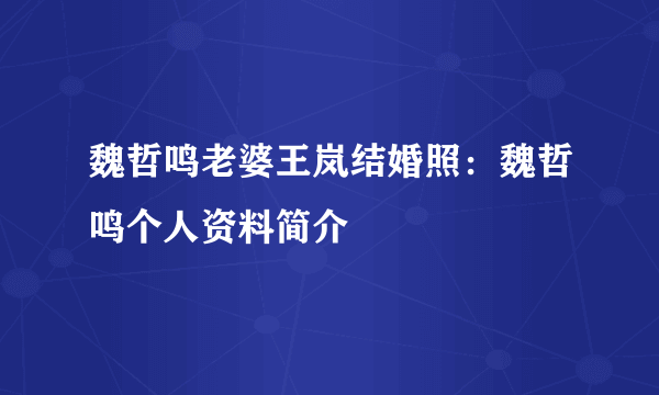 魏哲鸣老婆王岚结婚照：魏哲鸣个人资料简介