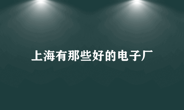 上海有那些好的电子厂