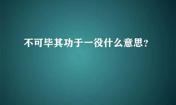 不可毕其功于一役什么意思？