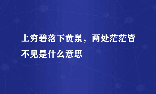 上穷碧落下黄泉，两处茫茫皆不见是什么意思