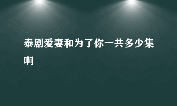 泰剧爱妻和为了你一共多少集啊