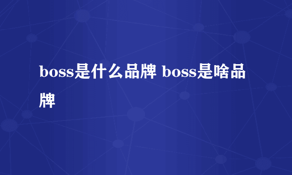 boss是什么品牌 boss是啥品牌