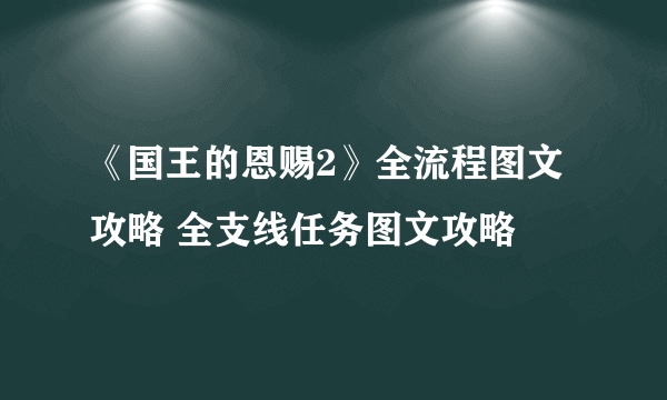 《国王的恩赐2》全流程图文攻略 全支线任务图文攻略