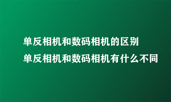 单反相机和数码相机的区别 单反相机和数码相机有什么不同