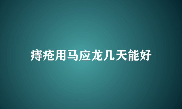 痔疮用马应龙几天能好