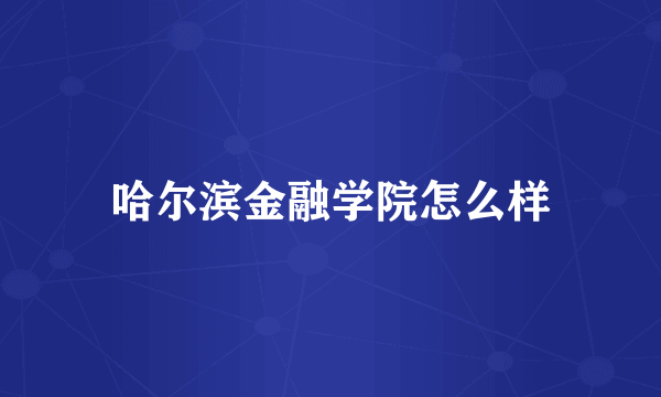 哈尔滨金融学院怎么样