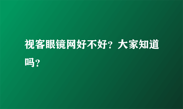 视客眼镜网好不好？大家知道吗？