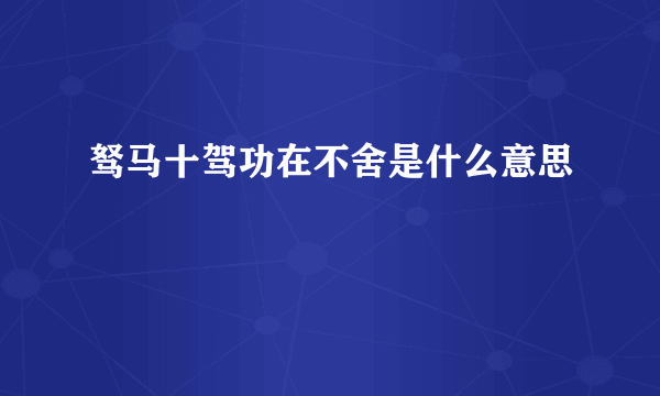 驽马十驾功在不舍是什么意思