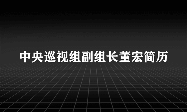 中央巡视组副组长董宏简历