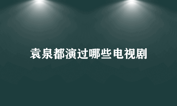 袁泉都演过哪些电视剧