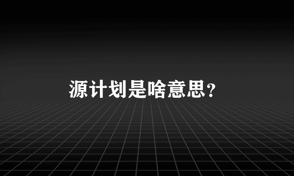 源计划是啥意思？