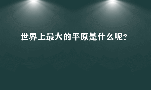 世界上最大的平原是什么呢？