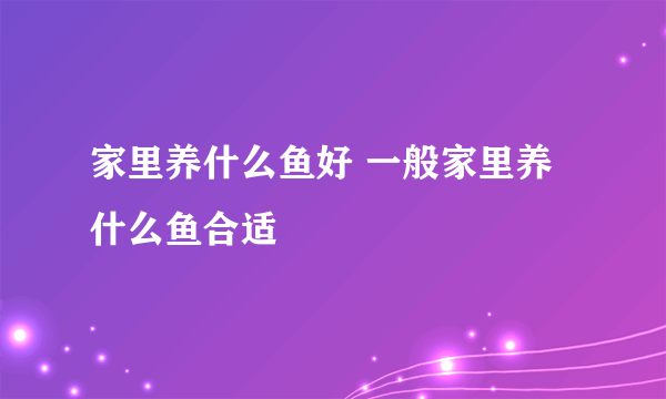 家里养什么鱼好 一般家里养什么鱼合适