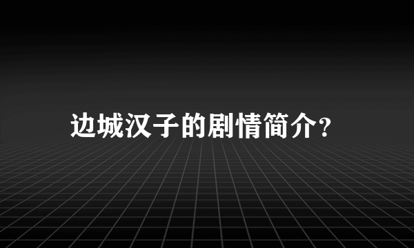 边城汉子的剧情简介？