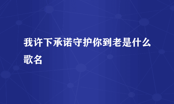 我许下承诺守护你到老是什么歌名