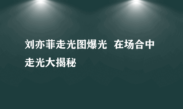 刘亦菲走光图爆光  在场合中走光大揭秘