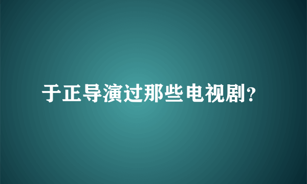 于正导演过那些电视剧？