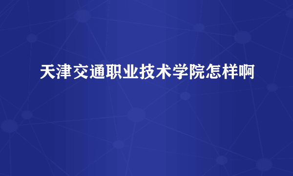 天津交通职业技术学院怎样啊