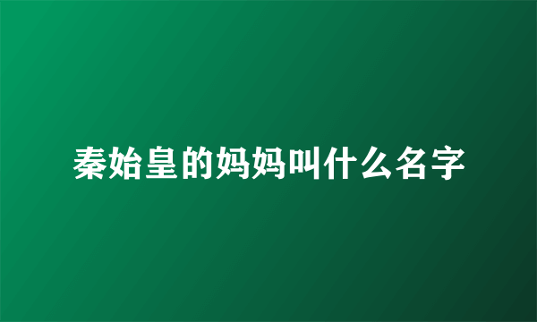 秦始皇的妈妈叫什么名字