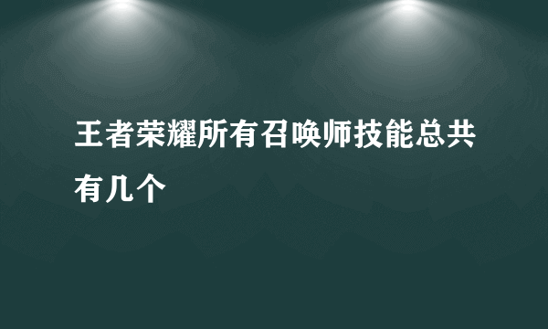 王者荣耀所有召唤师技能总共有几个