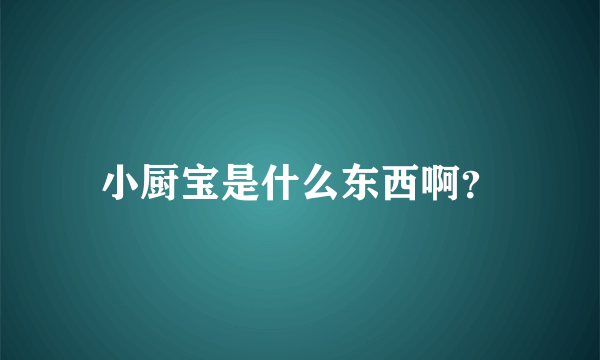 小厨宝是什么东西啊？