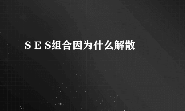 S E S组合因为什么解散