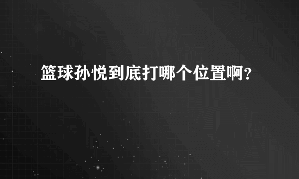 篮球孙悦到底打哪个位置啊？