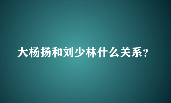 大杨扬和刘少林什么关系？