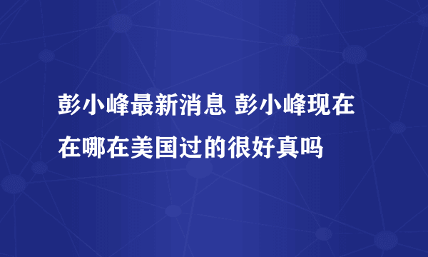 彭小峰最新消息 彭小峰现在在哪在美国过的很好真吗