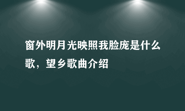 窗外明月光映照我脸庞是什么歌，望乡歌曲介绍