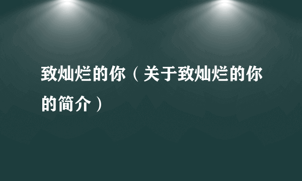 致灿烂的你（关于致灿烂的你的简介）