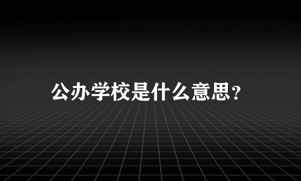 公办学校是什么意思？