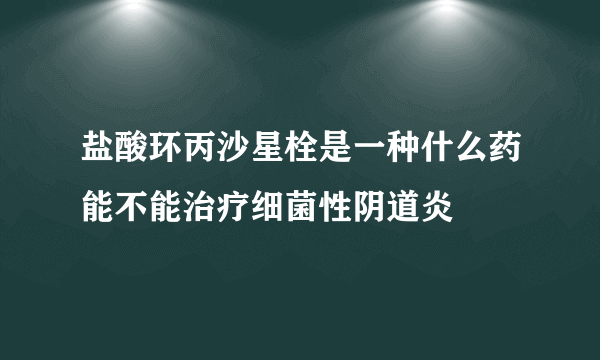 盐酸环丙沙星栓是一种什么药能不能治疗细菌性阴道炎