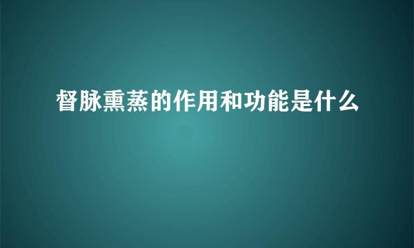 督脉熏蒸的作用和功能是什么