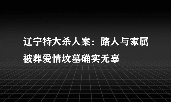 辽宁特大杀人案：路人与家属被葬爱情坟墓确实无辜