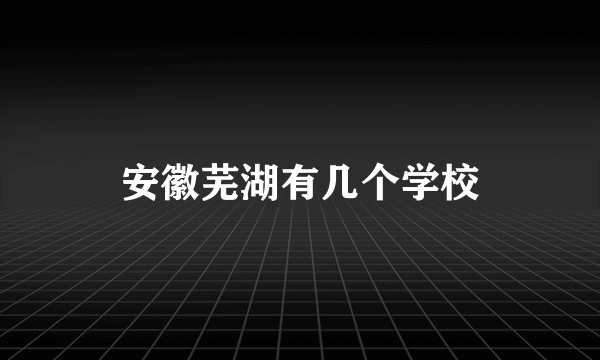 安徽芜湖有几个学校