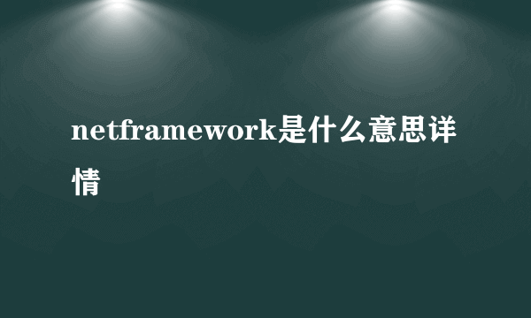 netframework是什么意思详情