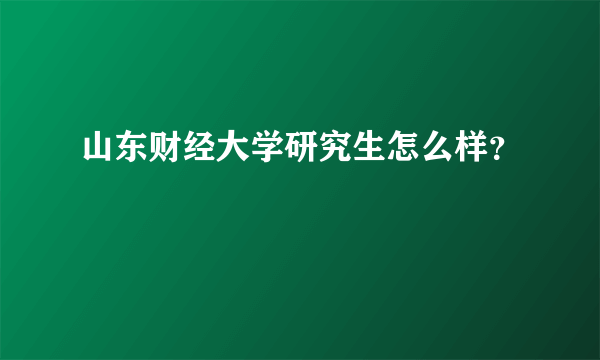 山东财经大学研究生怎么样？