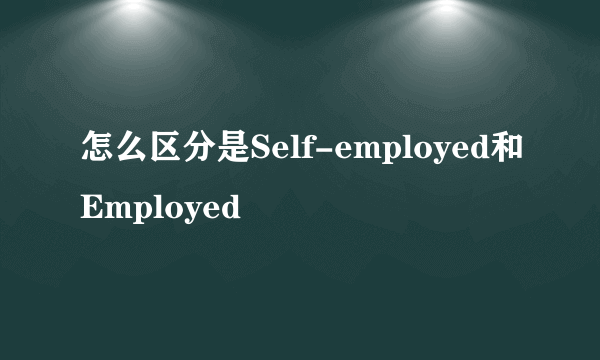 怎么区分是Self-employed和Employed