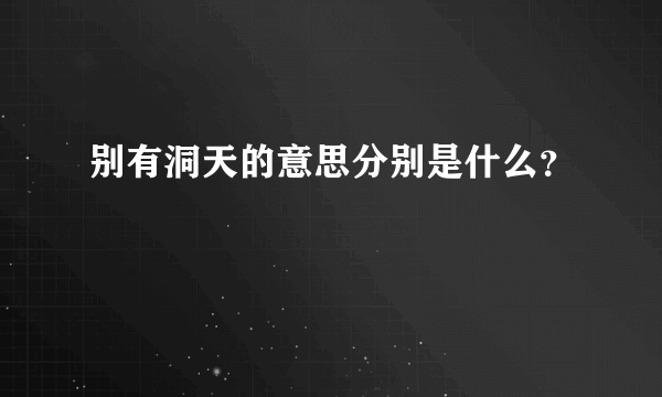 别有洞天的意思分别是什么？