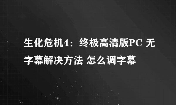 生化危机4：终极高清版PC 无字幕解决方法 怎么调字幕