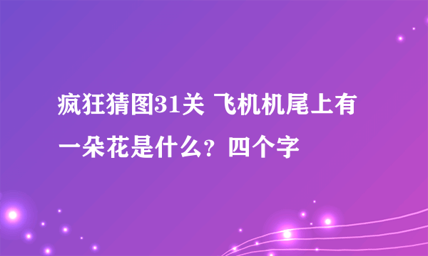 疯狂猜图31关 飞机机尾上有一朵花是什么？四个字